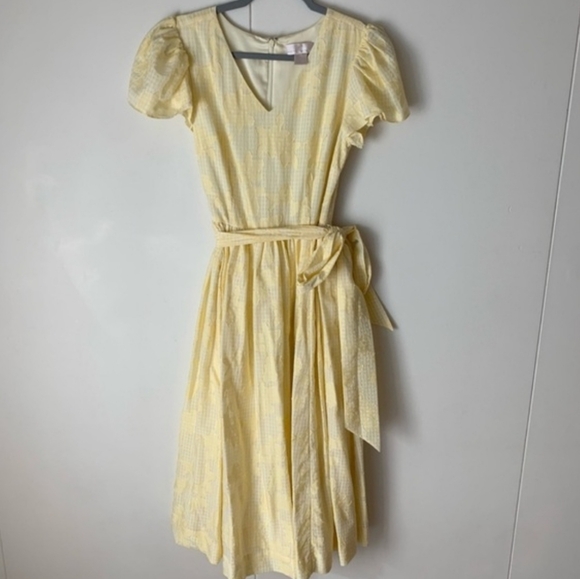 Rachel Parcell Women's Yellow Burnt-out Gingam Midi Dress - Picture 4 of 14